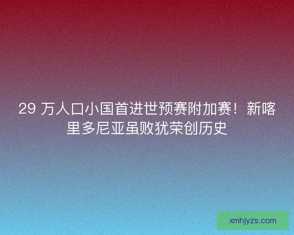 29 万人口小国首进世预赛附加赛！新喀里多尼亚虽败犹荣创历史